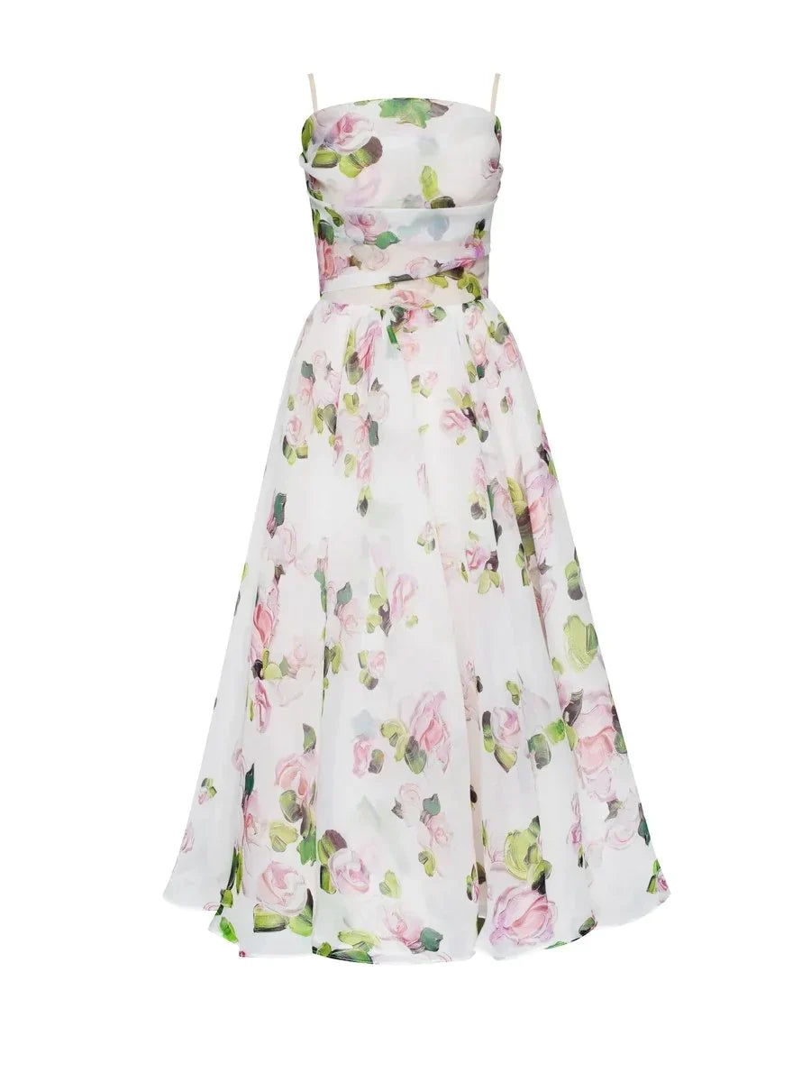 Emilia - Elegante Gedrukte Strapless Jurk