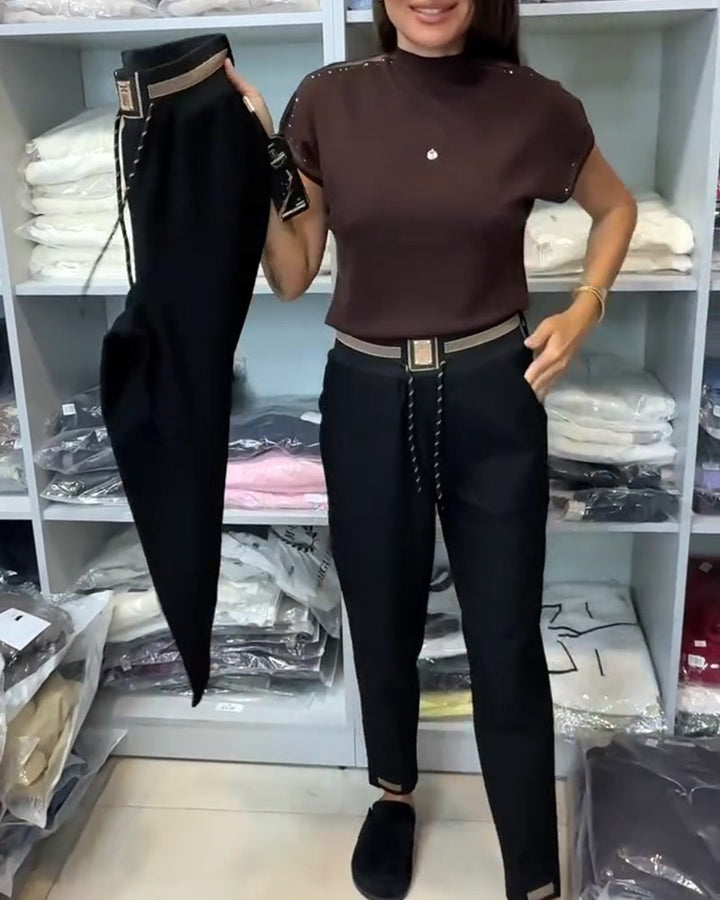 Elegante Broek met Touwtjes en Elastische Taille