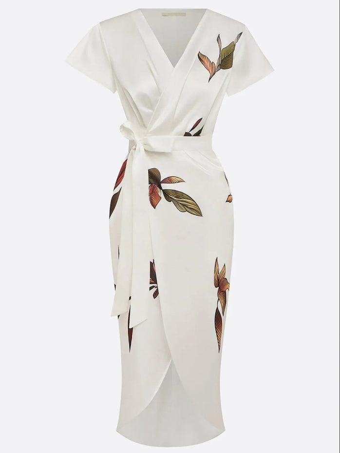 Elin™ | Elegante Wikkeljurk met Bloemenprint