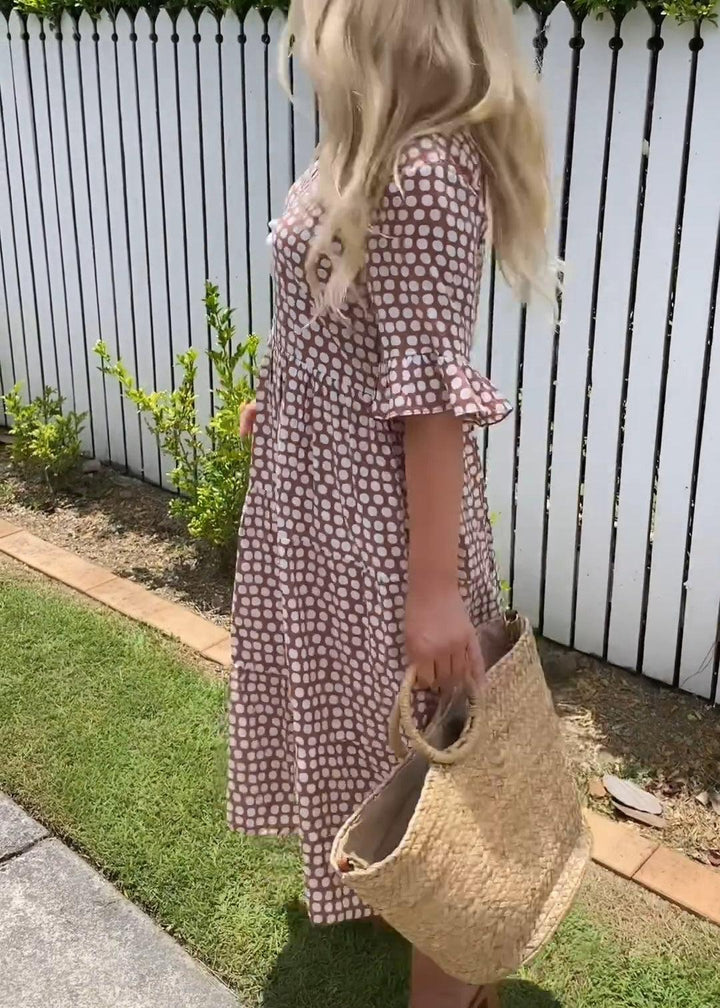 Michelle™ - Midi-jurk met Korte Mouwen