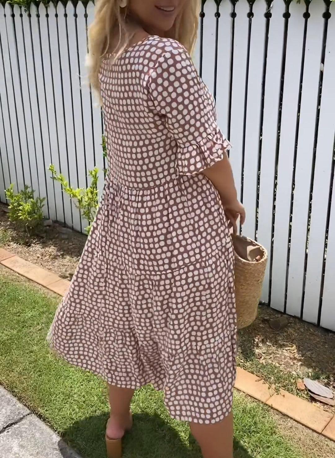 Michelle™ - Midi-jurk met Korte Mouwen