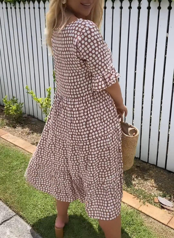 Michelle™ - Midi-jurk met Korte Mouwen