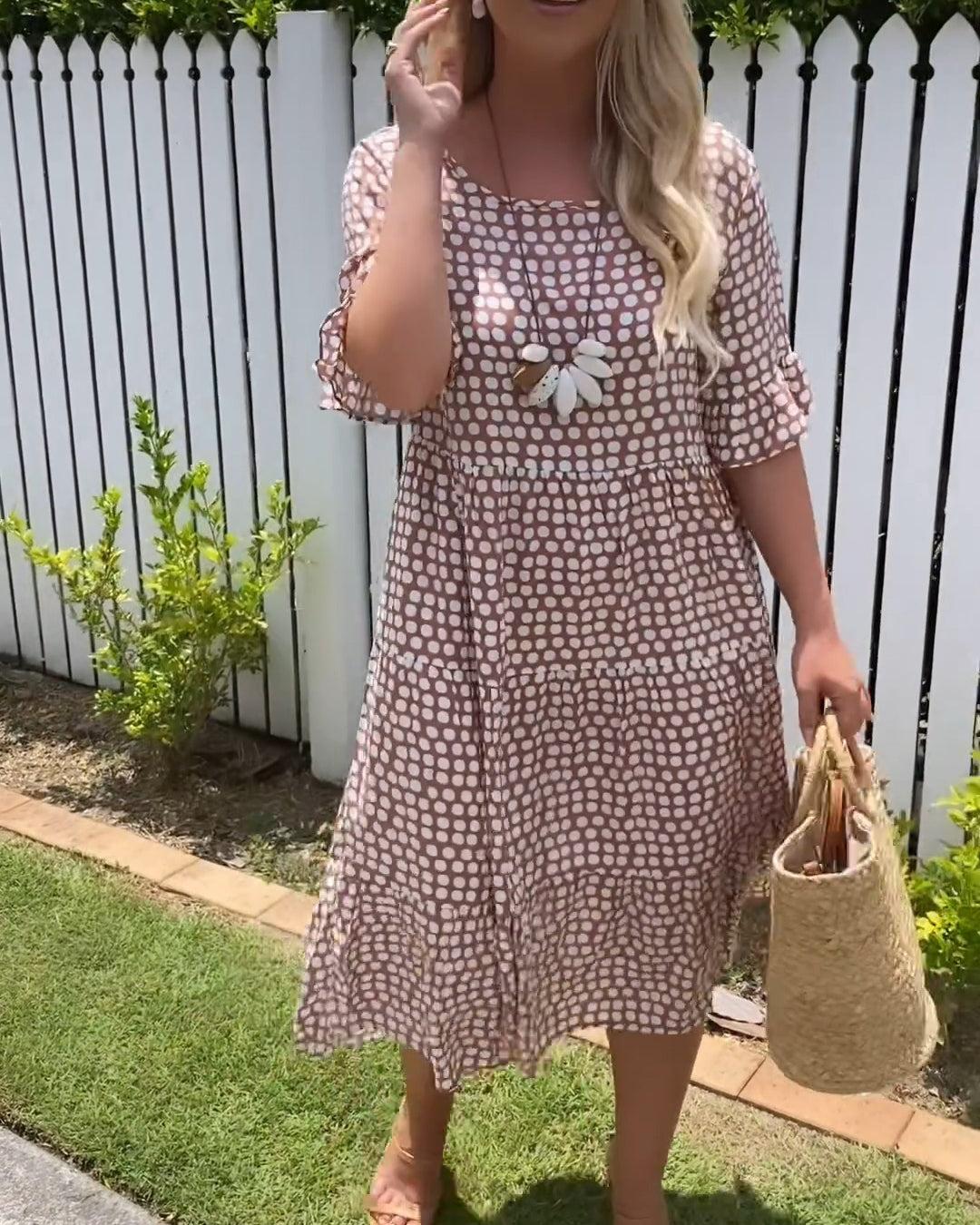 Michelle™ - Midi-jurk met Korte Mouwen