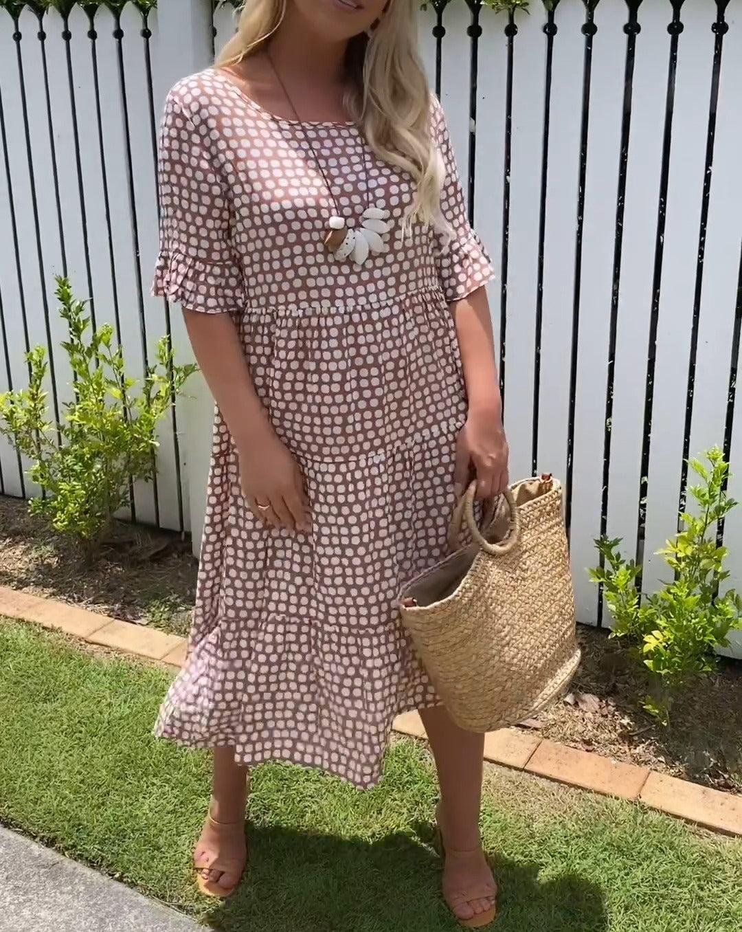 Michelle™ - Midi-jurk met Korte Mouwen