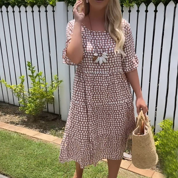 Michelle™ - Midi-jurk met Korte Mouwen