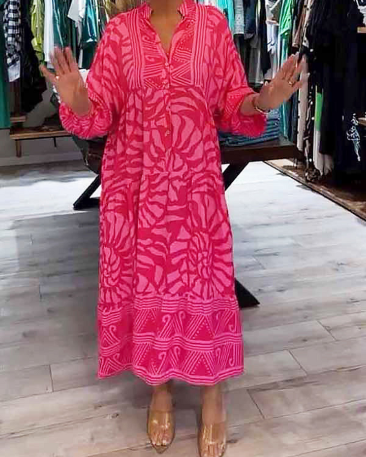 Julia™ - Linnen bedrukte maxi jurk