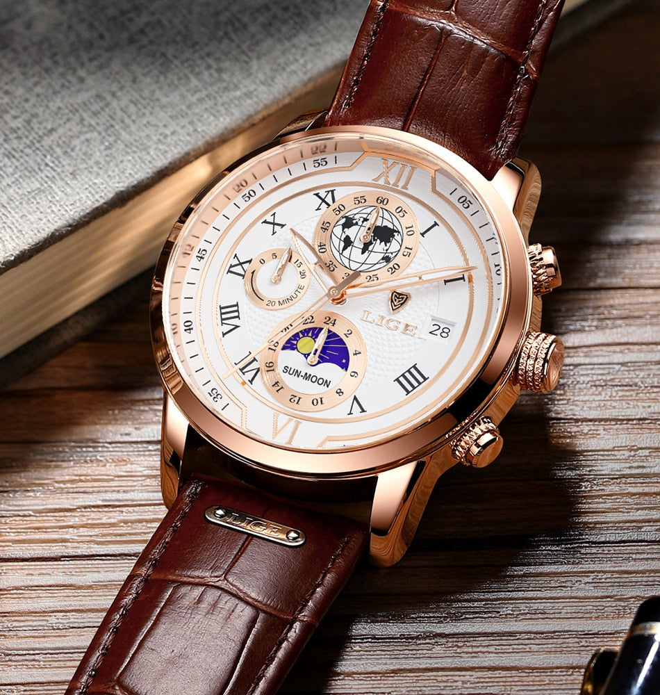 Premium Leren Chronograaf Horloge