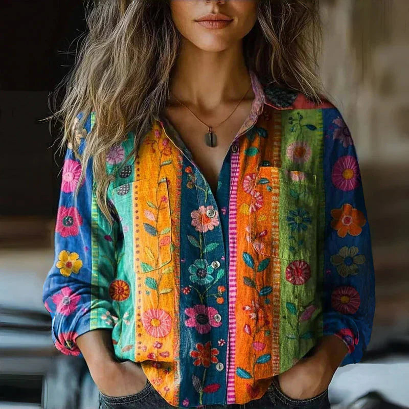 Julia™ - Vintage Blouse met Boheems Patroon