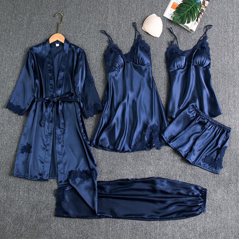 Rebecca | 5-delige Zijden Kant Nachtkleding Set