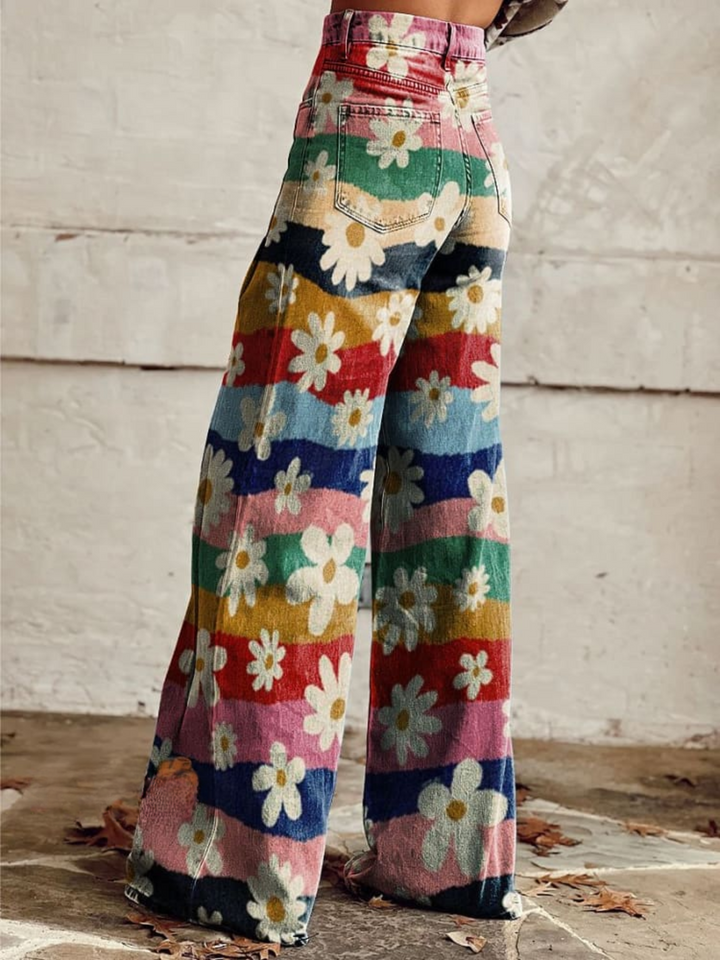 LÉON | Retro Bloemen Broeken Elegant en Comfortabel