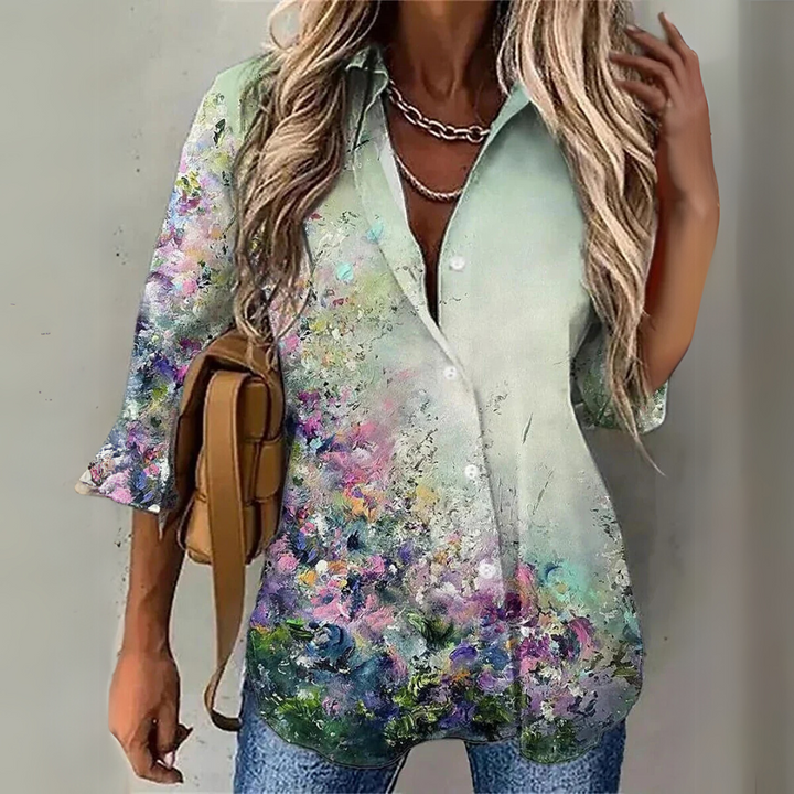 Seraphina™ – Moeiteloze florale elegantie blouse
