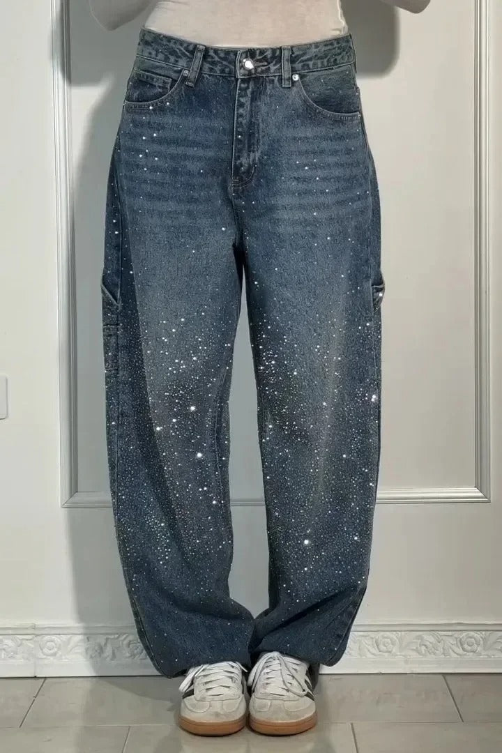 Victoria - Hoge Taille Glitter Jeans