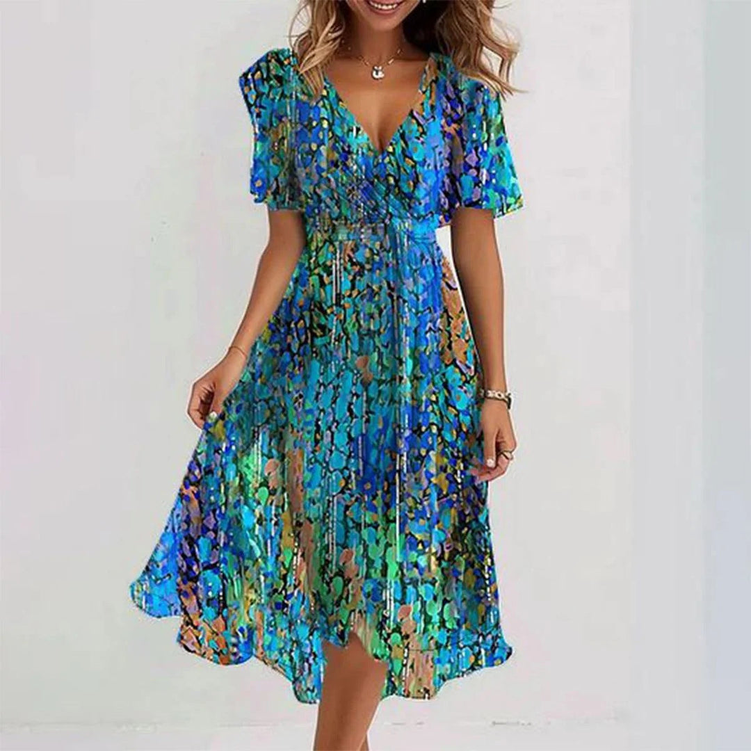 Liza™ - Levendige Abstracte Midi-jurk