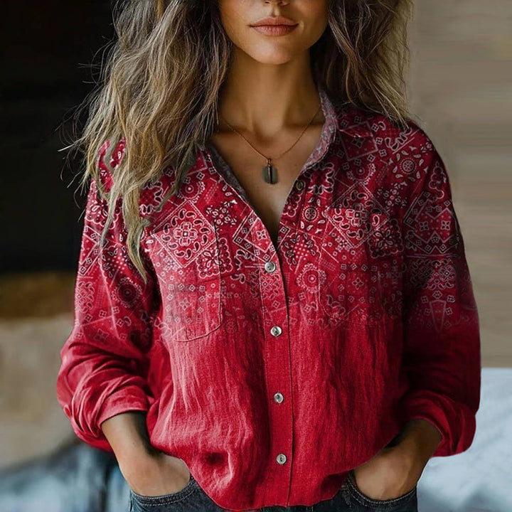Julia™ - Vintage Blouse met Boheems Patroon