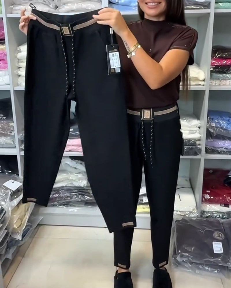 Elegante Broek met Touwtjes en Elastische Taille