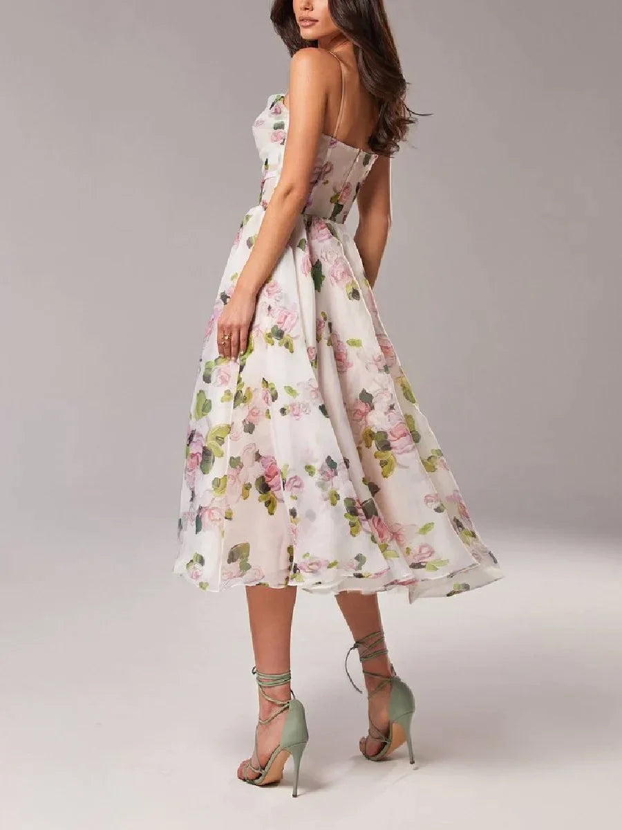 Emilia - Elegante Gedrukte Strapless Jurk