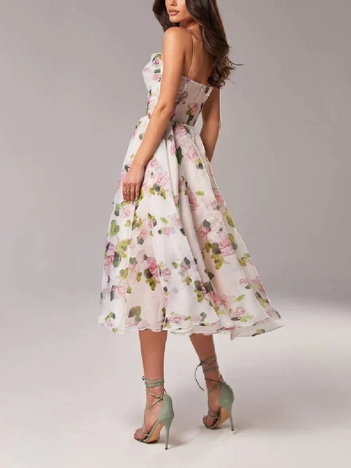 Emilia - Elegante Gedrukte Strapless Jurk
