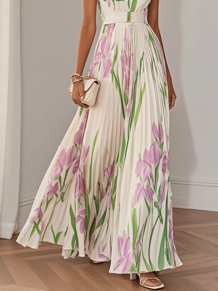Yara™ | Maxijurk van plissé chiffon