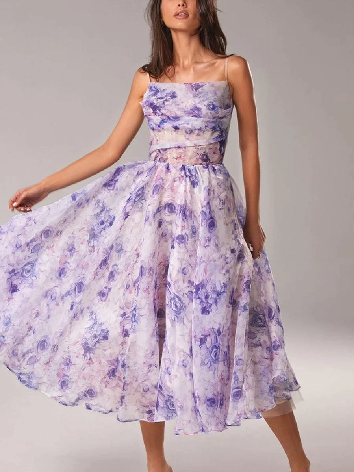 Emilia - Elegante Gedrukte Strapless Jurk