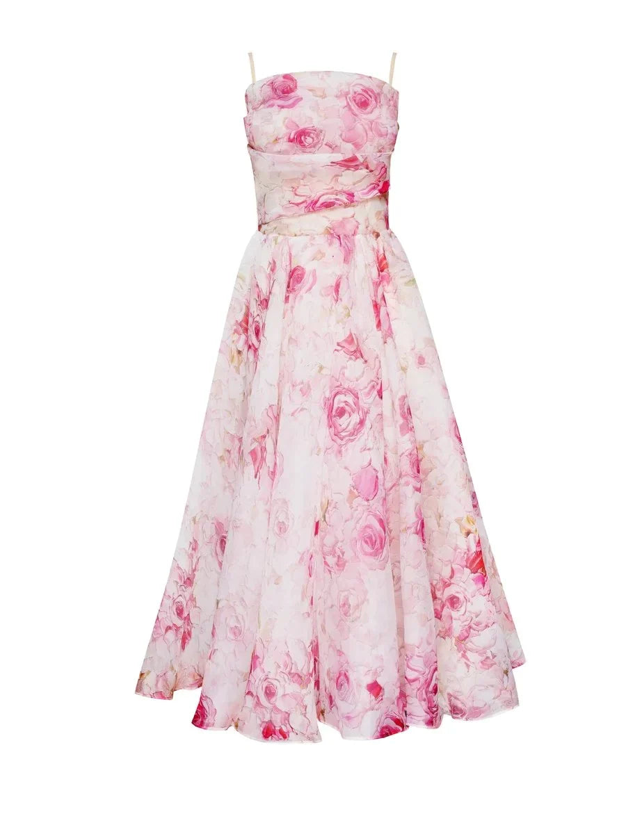 Emilia - Elegante Gedrukte Strapless Jurk