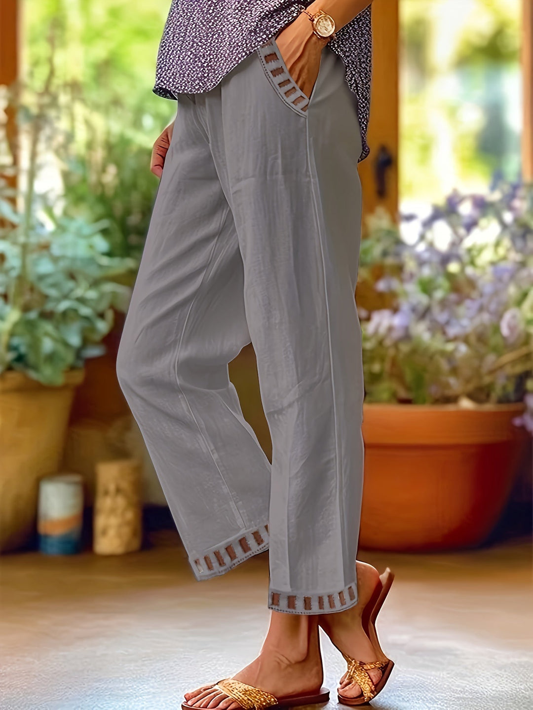 Wren – Relaxed Contrast Trim Cropped Broek