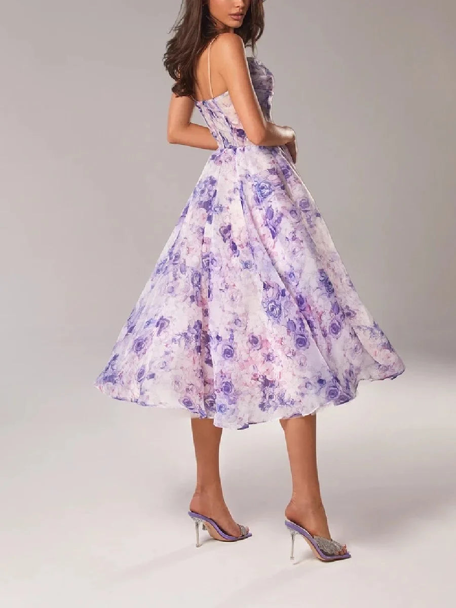 Emilia - Elegante Gedrukte Strapless Jurk