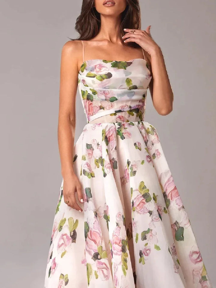 Emilia - Elegante Gedrukte Strapless Jurk