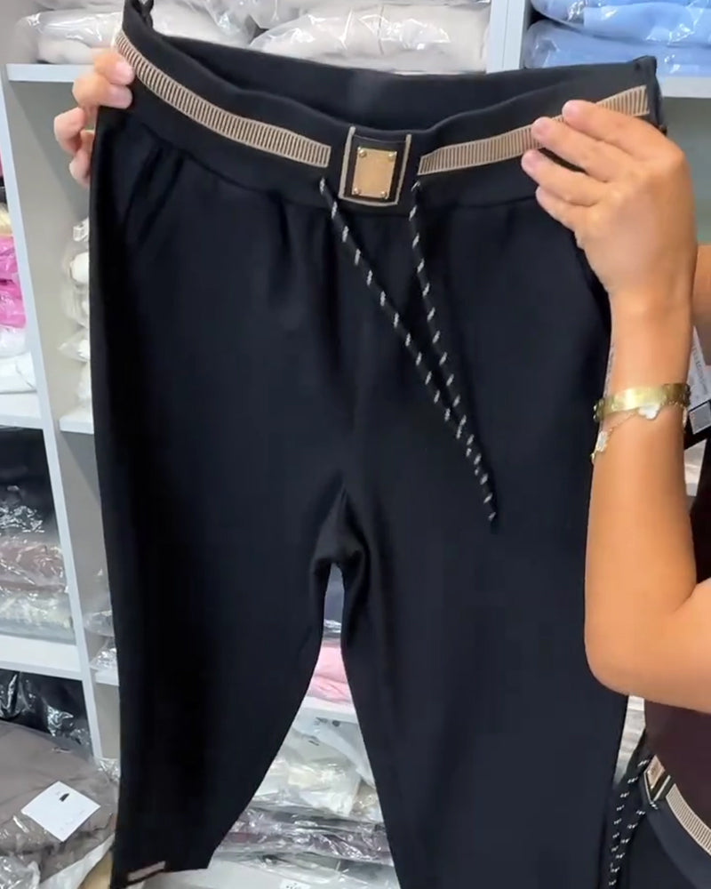 Elegante Broek met Touwtjes en Elastische Taille
