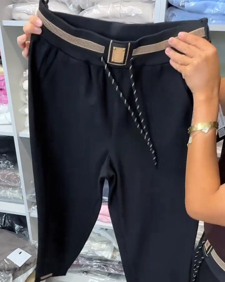 Elegante Broek met Touwtjes en Elastische Taille