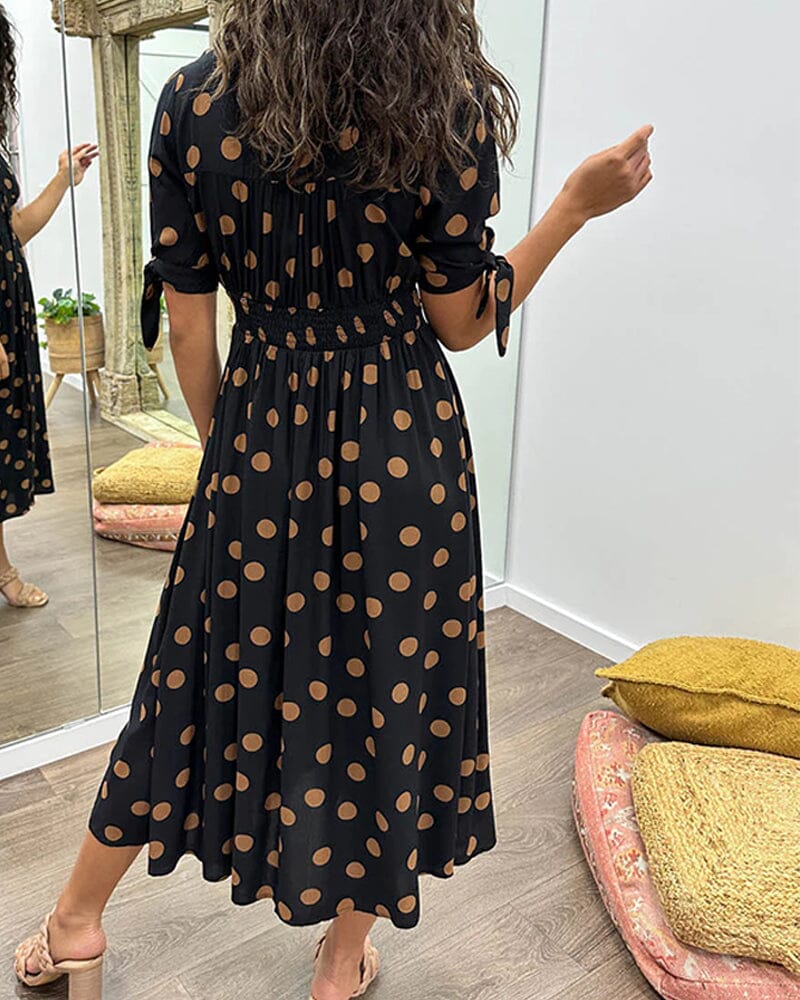 Aubrey™ - Jurk met Polka Dots en Diepe V-hals