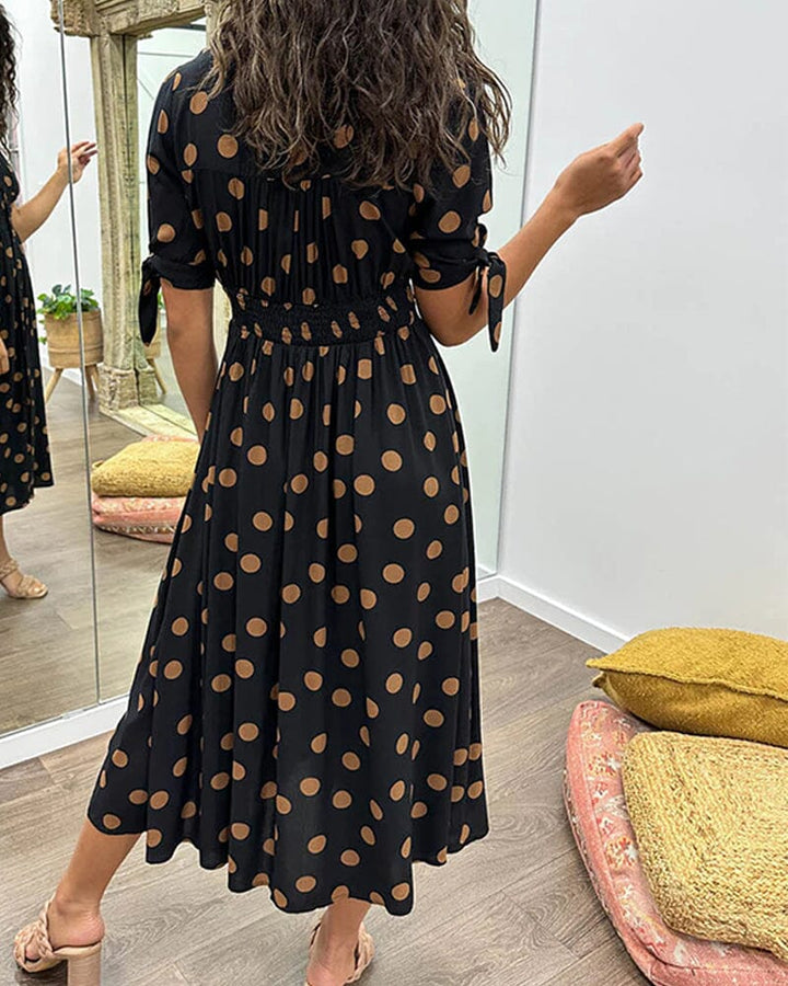Aubrey™ - Jurk met Polka Dots en Diepe V-hals