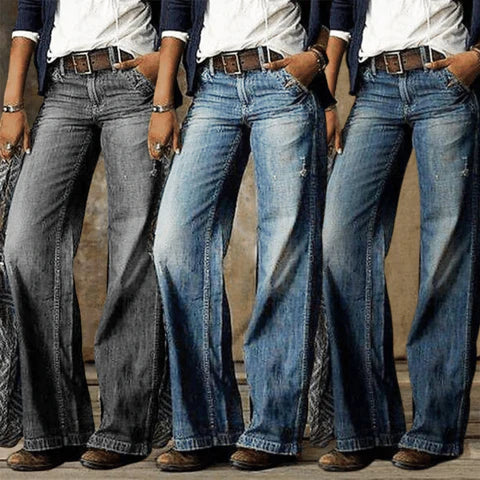 Lina - Retro Wijde Pijpen Jeans