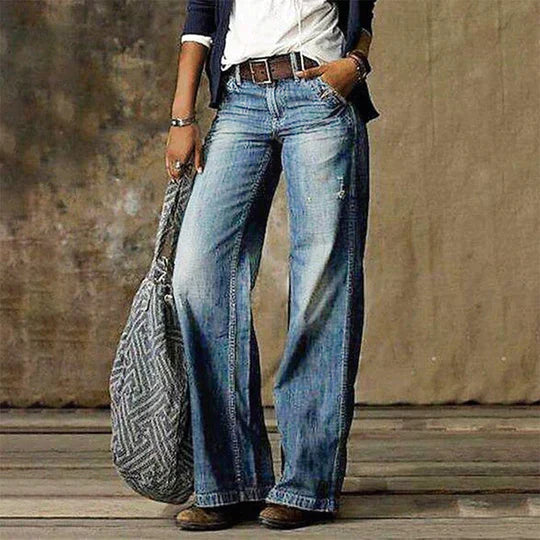 Lina - Retro Wijde Pijpen Jeans