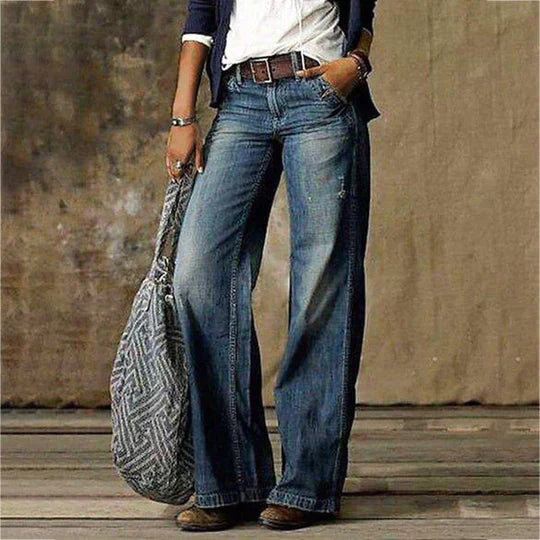 Lina - Retro Wijde Pijpen Jeans