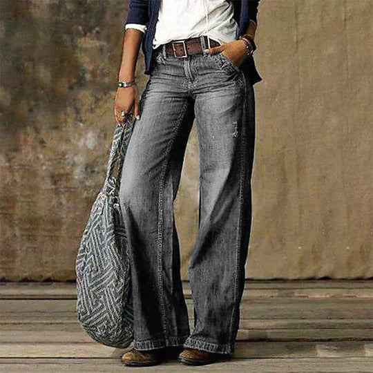 Lina - Retro Wijde Pijpen Jeans