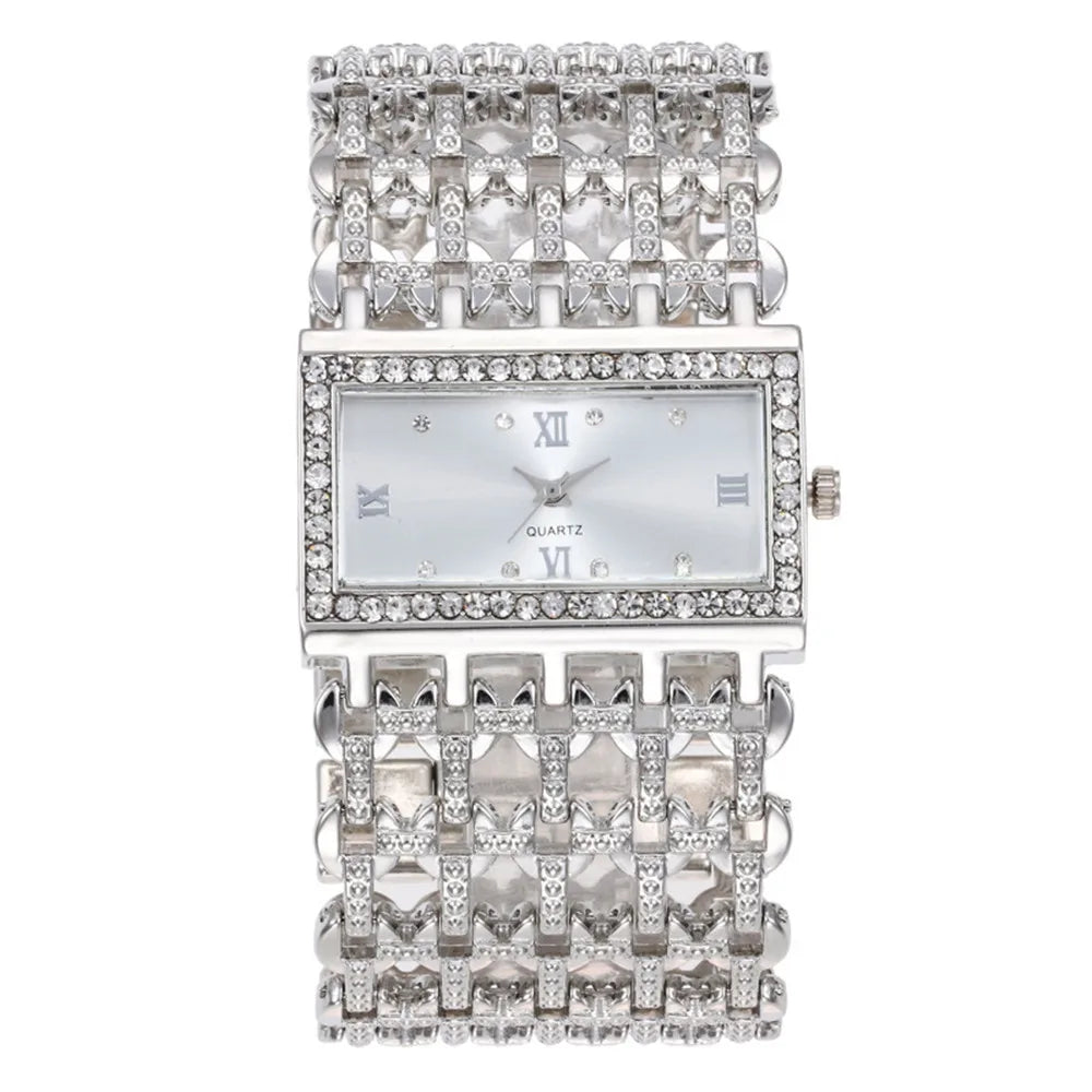 Glamoureus diamant dames quartz horloge & armband set