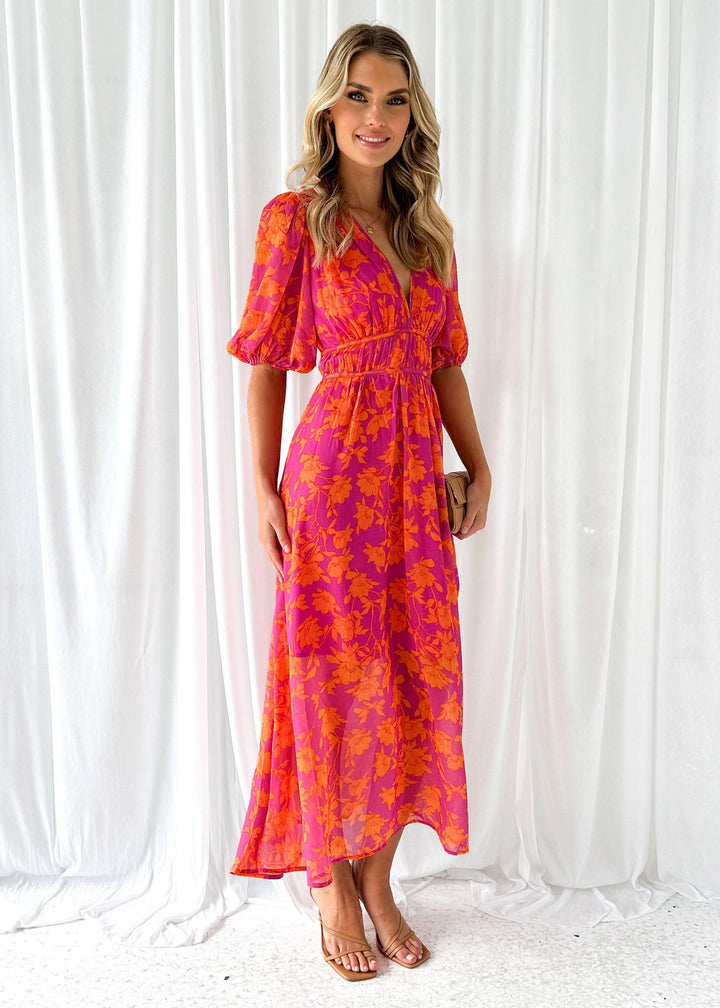 Luna™ | Moderne Flora Midi-jurk