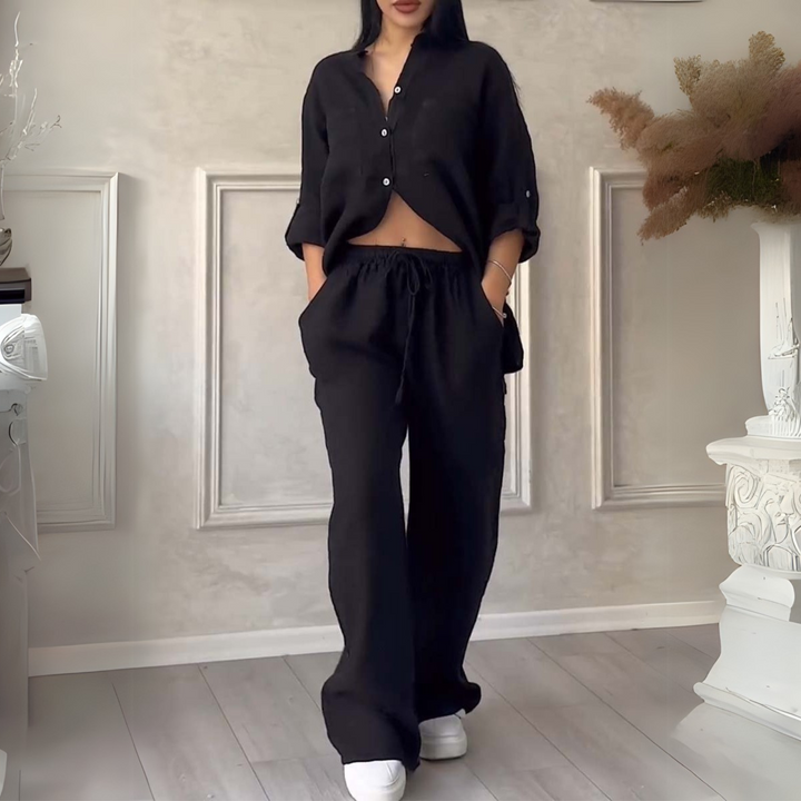 Fara - Luxe Katoen & Linnen Ensemble – Shirt & Broek Set