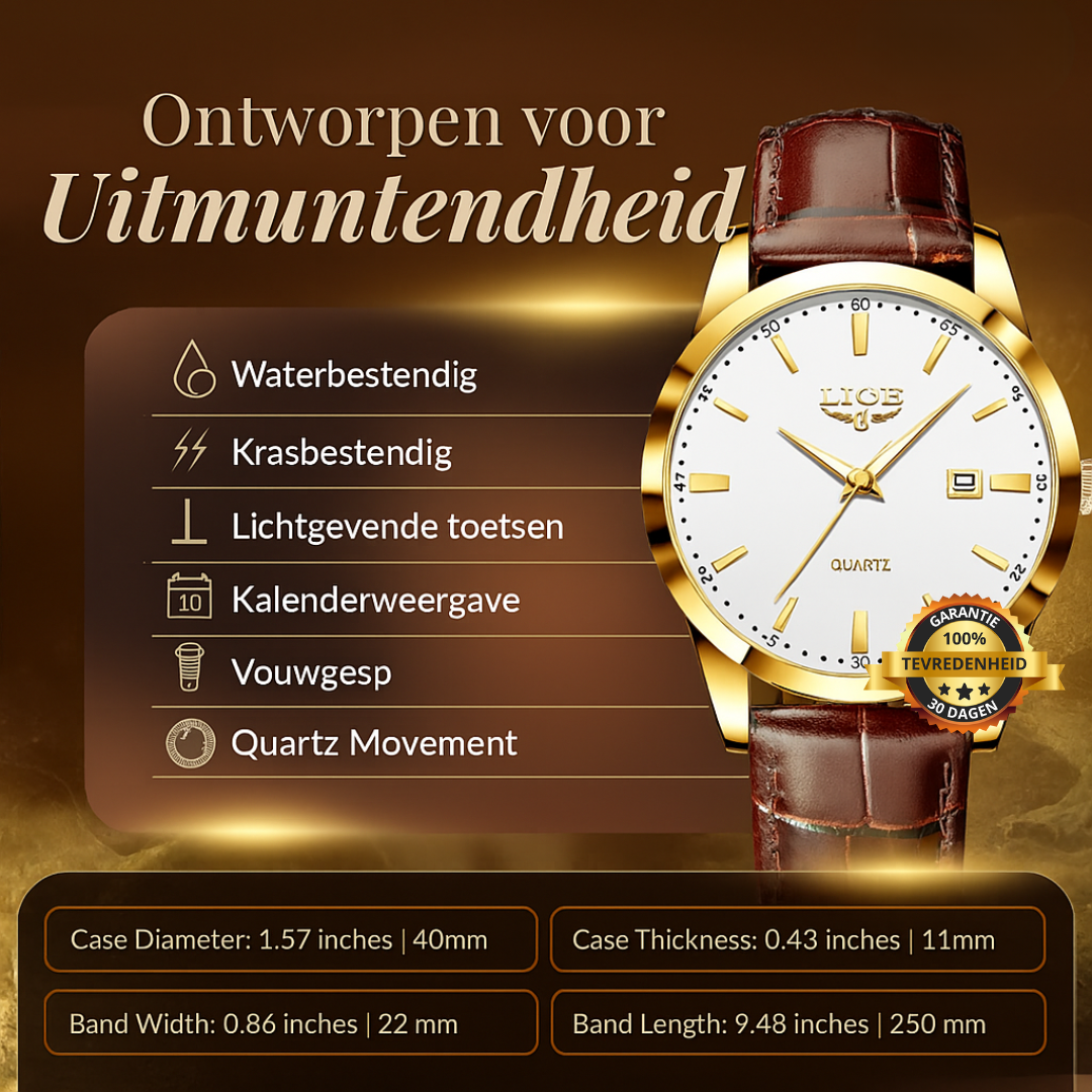 Militair leren horloge