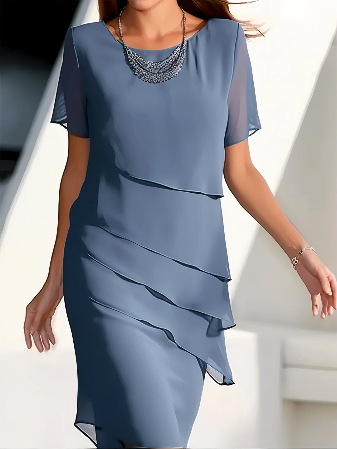 Zijde Chiffon Plissé Jurk