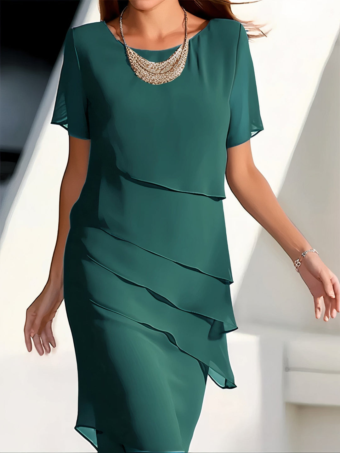Zijde Chiffon Plissé Jurk