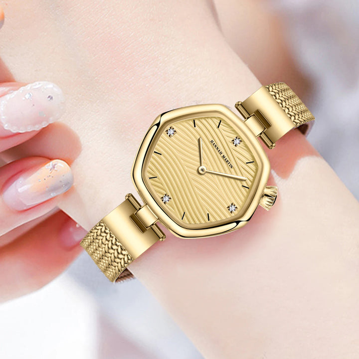 Roségouden Elegantie Mesh Quartz Horloge