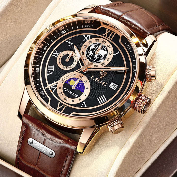 Premium Leren Chronograaf Horloge