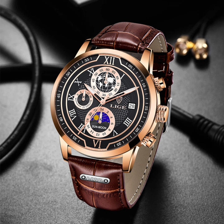 Premium Leren Chronograaf Horloge