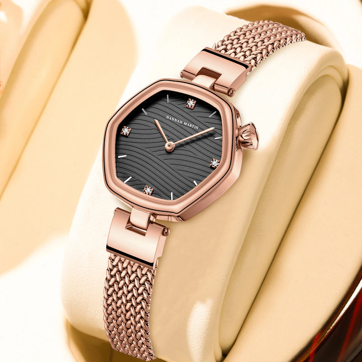 Roségouden Elegantie Mesh Quartz Horloge