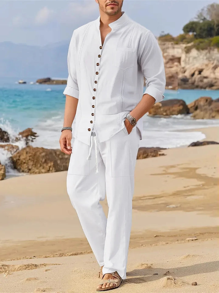 Noah™ – Luchtige Katoen-Linnen Set met Lange Mouwen