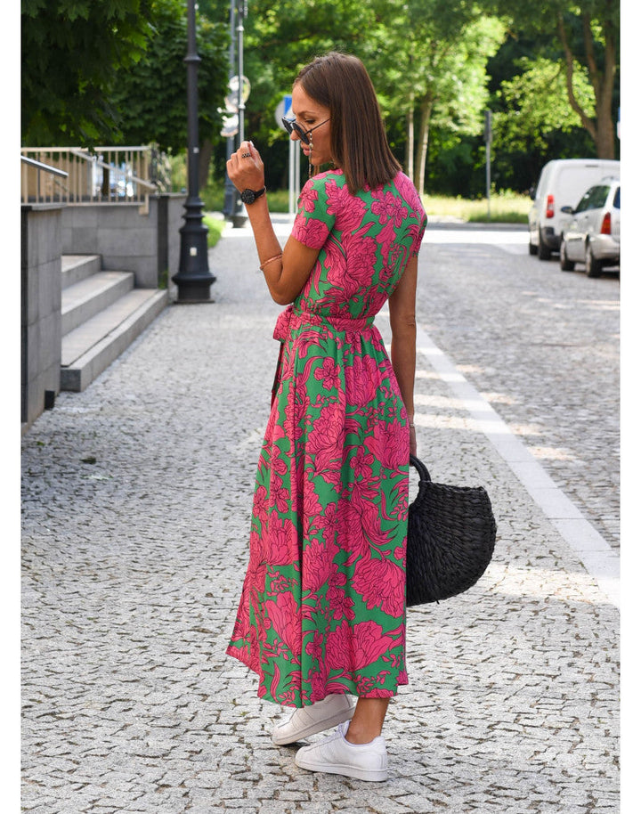 Tzahalit™ | Stijlvolle V-hals Bloemenjurk