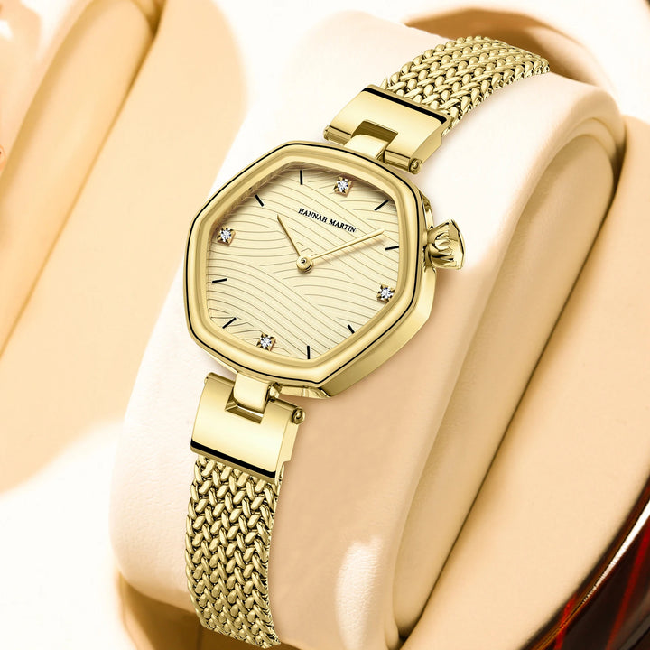 Roségouden Elegantie Mesh Quartz Horloge