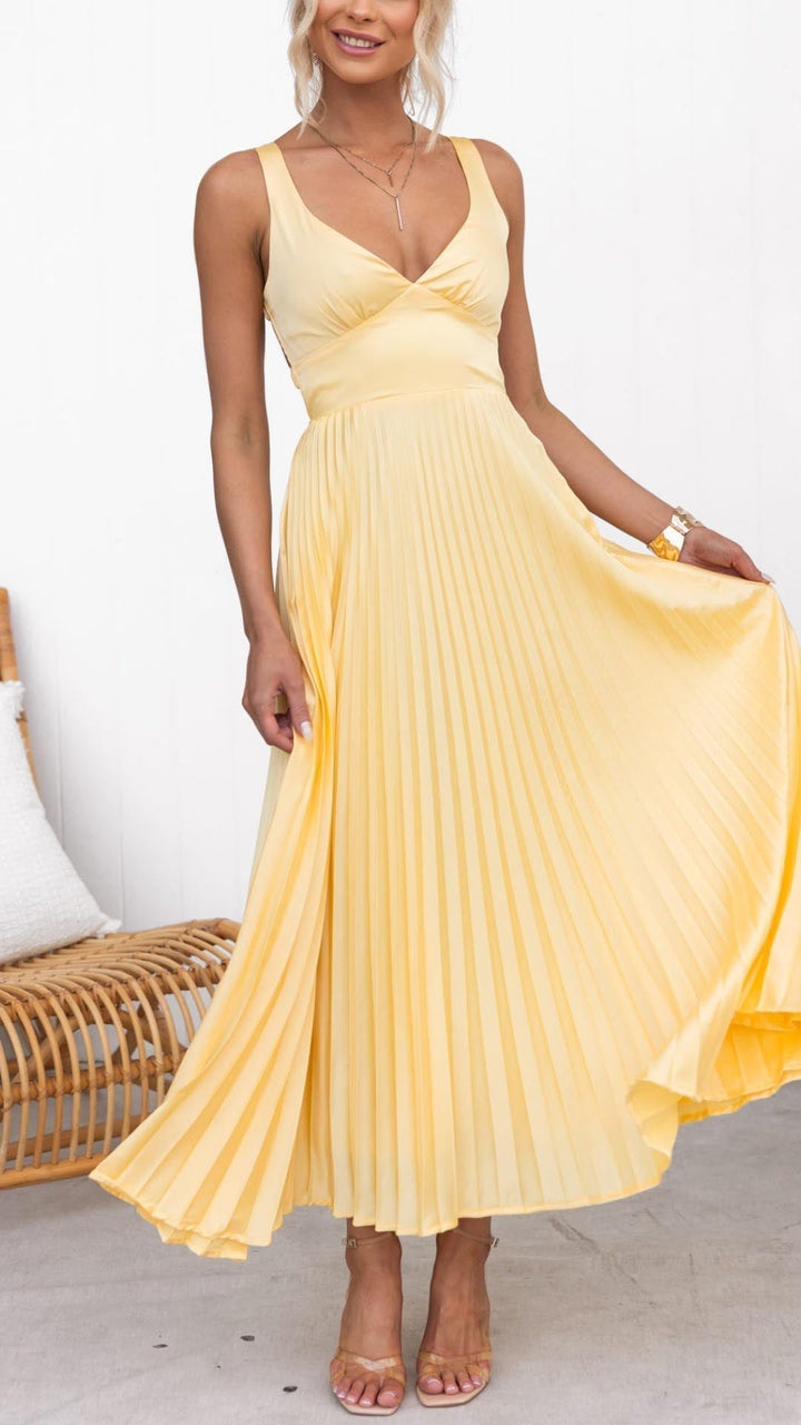 Malka™ | Geplooide V-hals Maxi-jurk