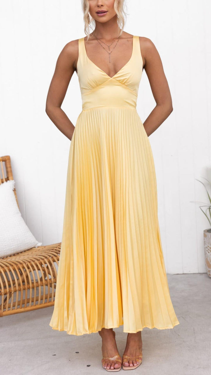 Malka™ | Geplooide V-hals Maxi-jurk